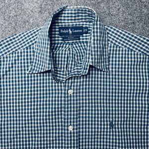 Ralph Lauren Blake Blue Plaid Two Ply Cotton Medium Long Sleeve Button Shirt